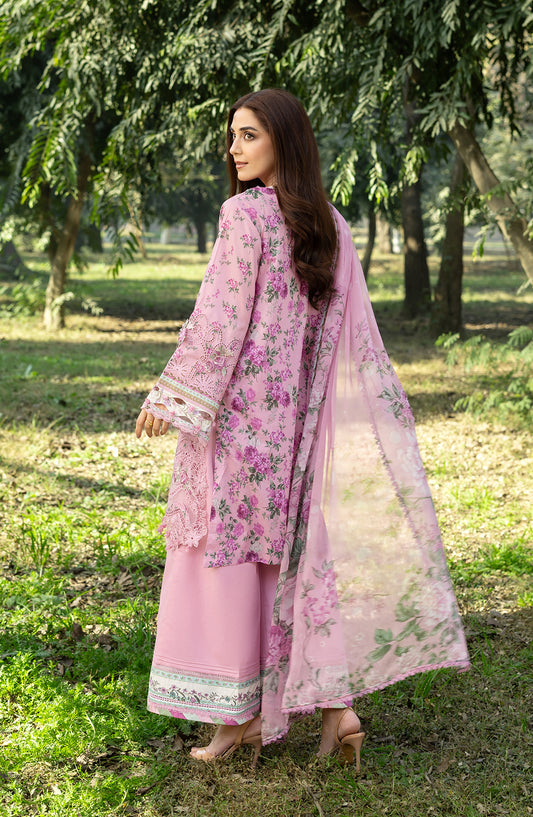 Elaf Embroidered Chikankari Lawn Unstitched 3 Piece Suit - ERC-3A Man Mayal - EL26CHK - Pink - Summer Collection