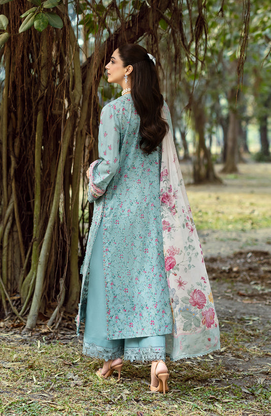 Elaf Embroidered Chikankari Lawn Unstitched 3 Piece Suit - ERC-2B Batik - EL26CHK - Blue - Summer Collection