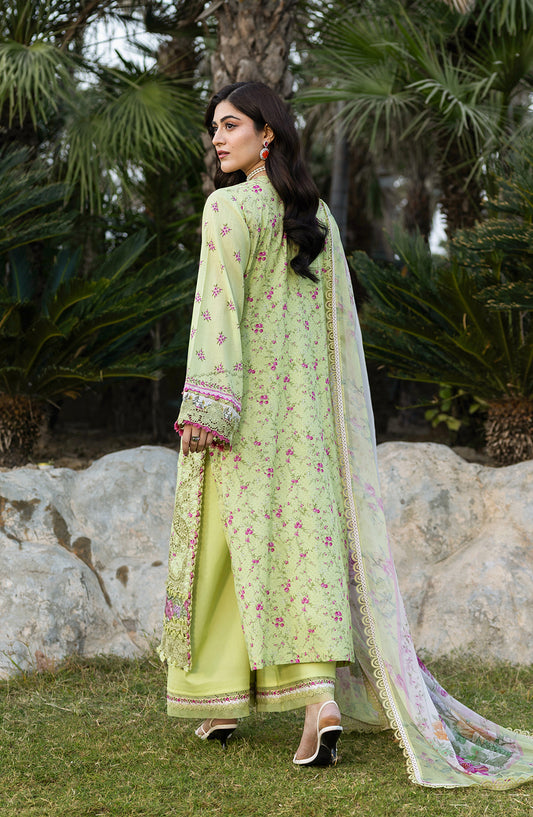 Elaf Embroidered Chikankari Lawn Unstitched 3 Piece Suit - ERC-2A Hina - EL26CHK - Green - Summer Collection