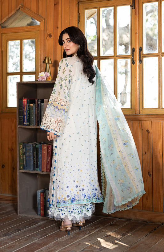Elaf Embroidered Chikankari Lawn Unstitched 3 Piece Suit - ERC-1A Sahil - EL26CHK - White - Summer Collection