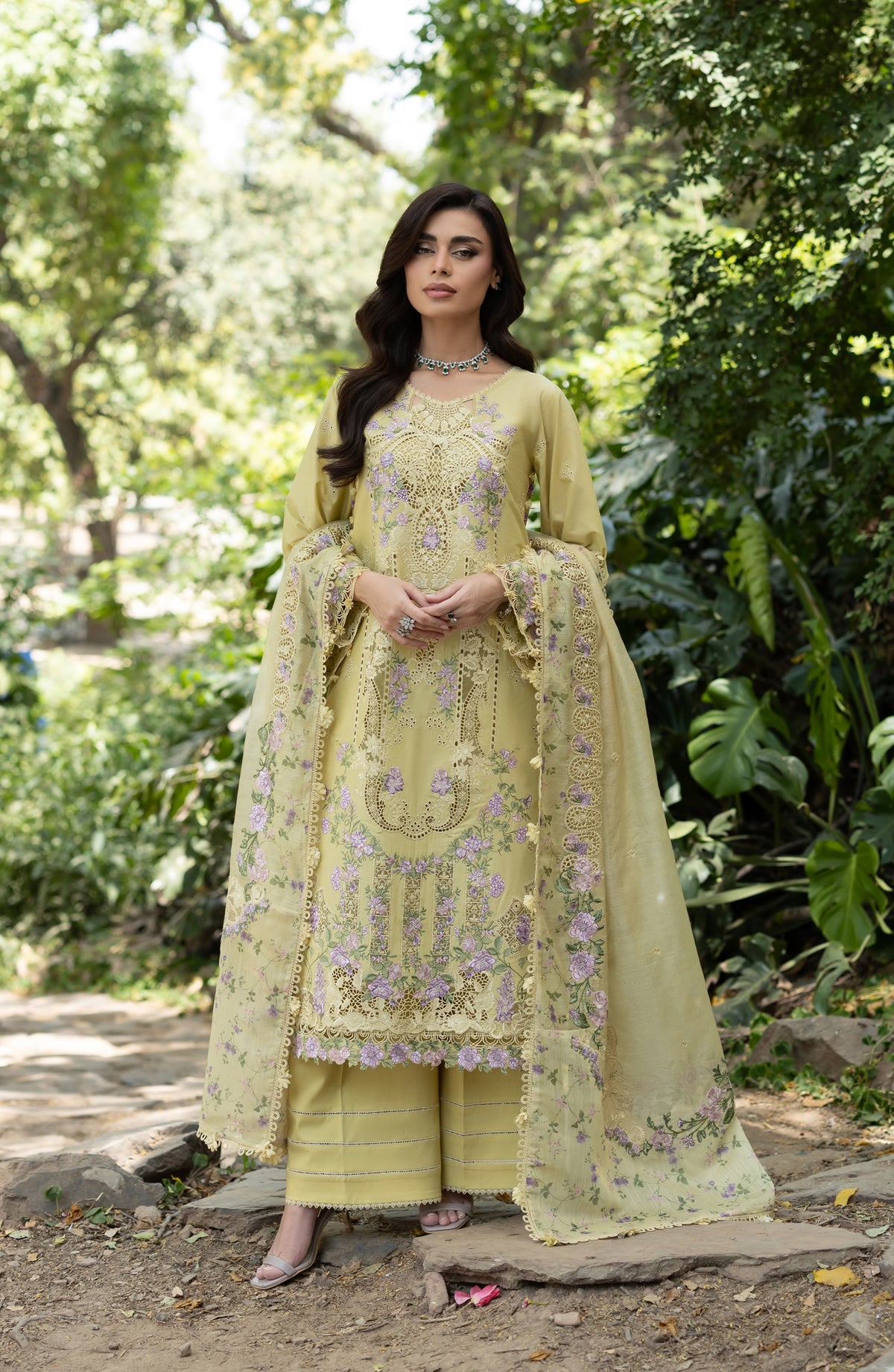 Elaf Luxury Embroidered Lawn Unstitched 3 Piece Suit - ELQ-7A - EL26UNS - Yellow - Summer Collection