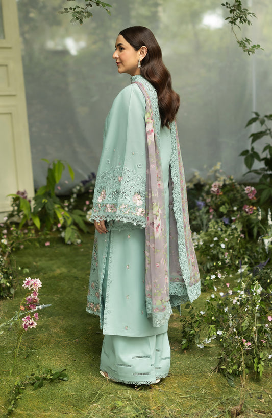 Elaf Luxury Embroidered Lawn Unstitched 3 Piece Suit - ELQ-6B - EL26UNS - Ferozi - Summer Collection
