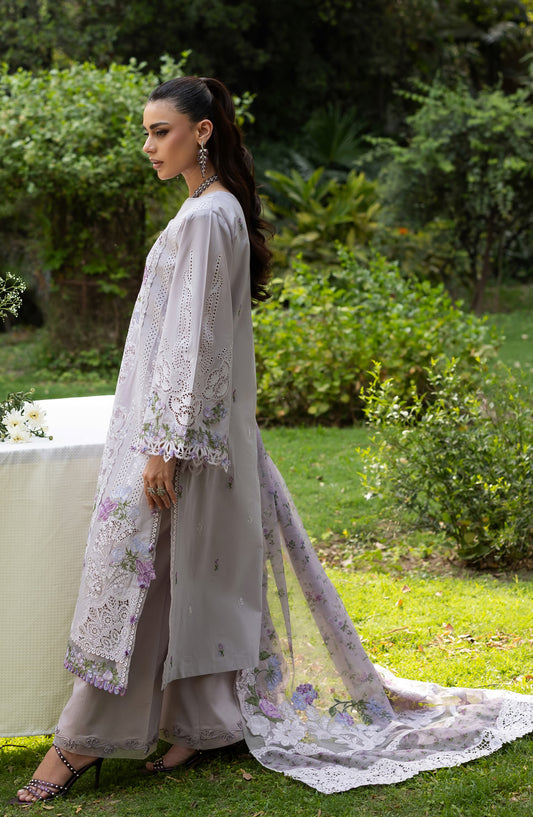 Elaf Luxury Embroidered Lawn Unstitched 3 Piece Suit - ELQ-4B - EL26UNS - Purple - Summer Collection