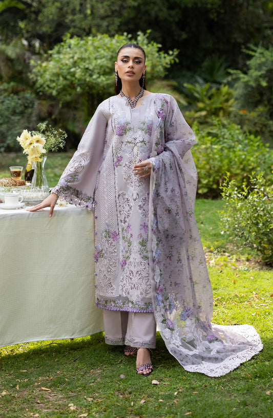 Elaf Luxury Embroidered Lawn Unstitched 3 Piece Suit - ELQ-4B - EL26UNS - Purple - Summer Collection