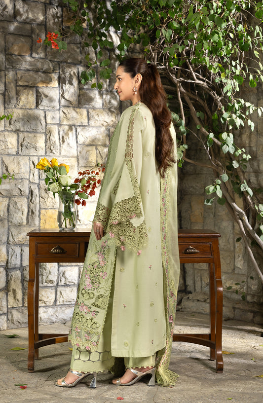 Elaf Luxury Embroidered Lawn Unstitched 3 Piece Suit - ELY-11 SPANISH MUSE - EL26LL - Green - Summer Collection