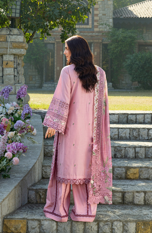 Elaf Luxury Embroidered Lawn Unstitched 3 Piece Suit - ELY-09 ROSEE - EL26LL - Pink - Summer Collection