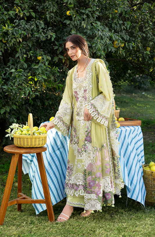 Elaf Luxury Embroidered Lawn Unstitched 3 Piece Suit - ELY-08 PISTACHIA - EL26LL - Green - Summer Collection