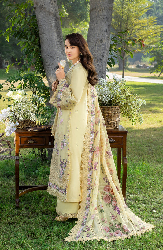 Elaf Luxury Embroidered Lawn Unstitched 3 Piece Suit - ELY-05 SOUCI - EL26LL - Yellow - Summer Collection