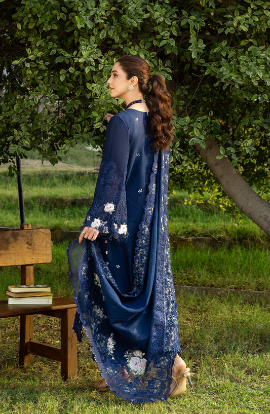 Elaf Luxury Embroidered Lawn Unstitched 3 Piece Suit - ELY-4B BLUE BELLE - EL26LL - Blue - Summer Collection