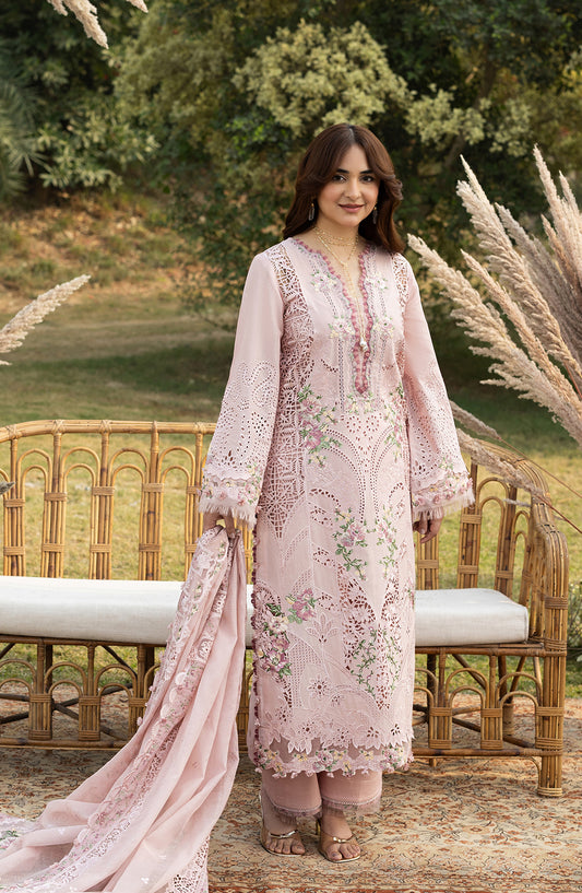 Elaf Luxury Embroidered Lawn Unstitched 3 Piece Suit - ELY-4A BLOOMING - EL26LL - Pink - Summer Collection