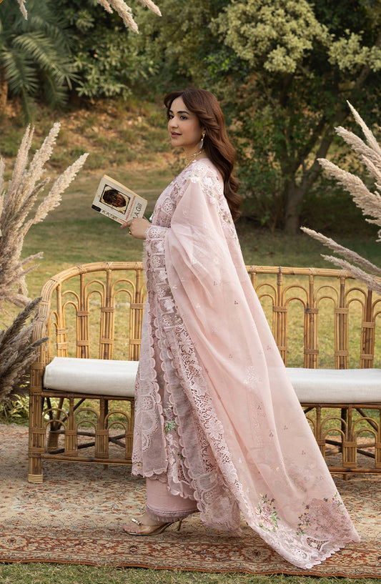 Elaf Luxury Embroidered Lawn Unstitched 3 Piece Suit - ELY-4A BLOOMING - EL26LL - Pink - Summer Collection