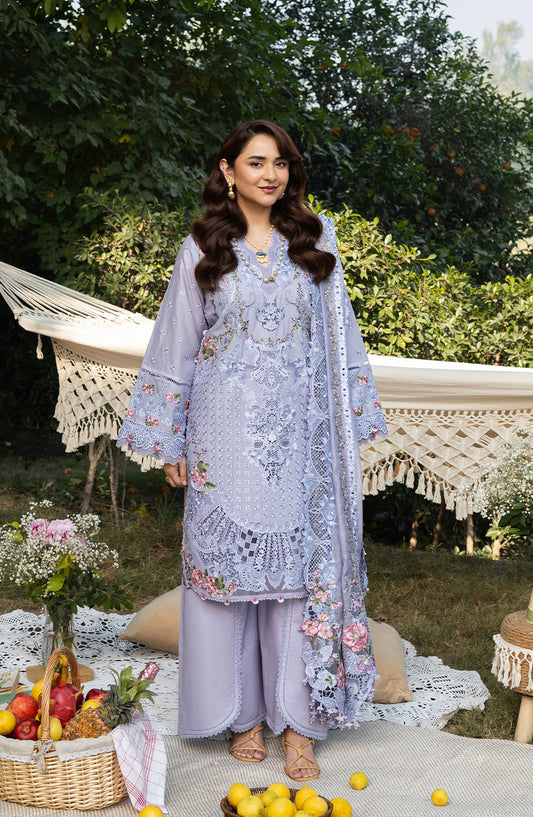 Elaf Luxury Embroidered Lawn Unstitched 3 Piece Suit - ELY-3B PARADISE - EL26LL - Blue - Summer Collection