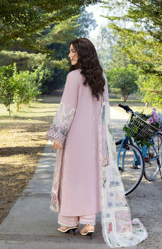 Elaf Luxury Embroidered Lawn Unstitched 3 Piece Suit - ELY-1A MAISON PINK - EL26LL - Pink - Summer Collection