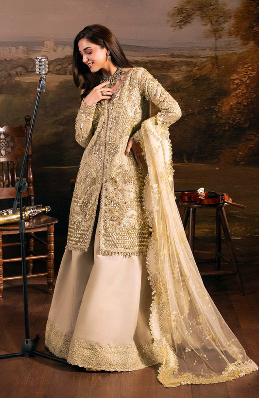 Elaf Serenade Embroidered Organza Unstitched 3 Piece Suit - EHM-01 - EL26SRN - Fawn - Formal Collection