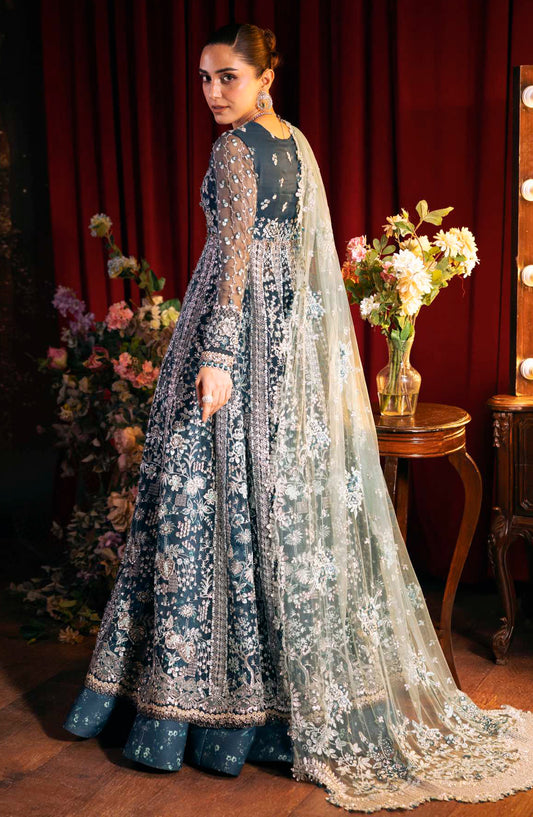 Elaf Serenade Embroidered Organza Unstitched 3 Piece Suit - EHM-02 - EL26SRN - Blue - Formal Collection