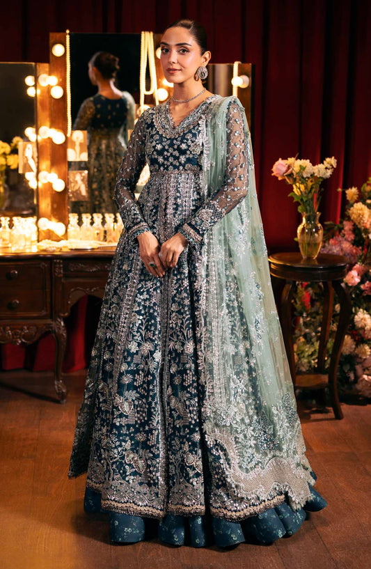 Elaf Serenade Embroidered Organza Unstitched 3 Piece Suit - EHM-02 - EL26SRN - Blue - Formal Collection