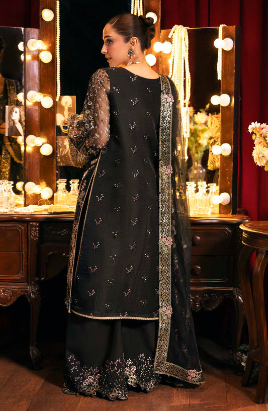 Elaf Serenade Embroidered Organza Unstitched 3 Piece Suit - EHM-05 - EL26SRN - Black - Formal Collection