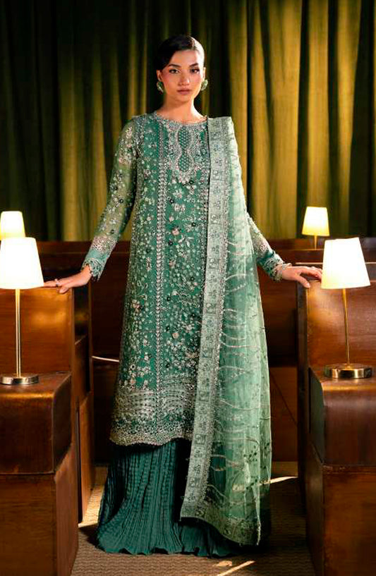 Elaf Serenade Embroidered Organza Unstitched 3 Piece Suit - EHM-10 - EL26SRN - Green - Formal Collection