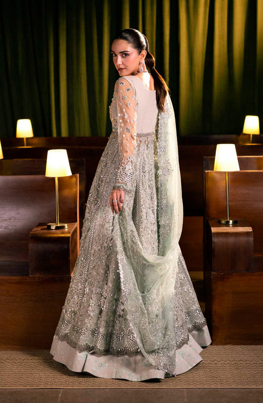 Elaf Serenade Embroidered Poly Net Unstitched 3 Piece Suit - EHM-06 - EL26SRN - Silver - Formal Collection