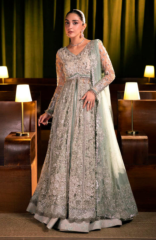Elaf Serenade Embroidered Poly Net Unstitched 3 Piece Suit - EHM-06 - EL26SRN - Silver - Formal Collection