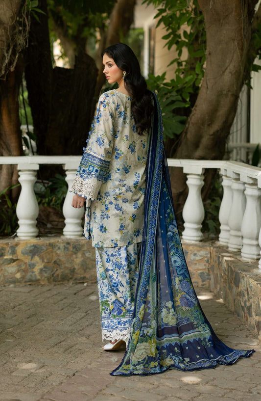 Elaf Signature Embroidered Lawn Unstitched 3 Piece Suit - ESG-8B - EL26NTR - Blue - Summer Collection