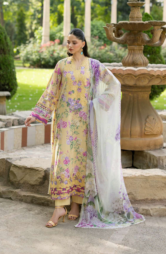 Elaf Signature Embroidered Lawn Unstitched 3 Piece Suit - ESG-7A - EL26NTR - Yellow - Summer Collection