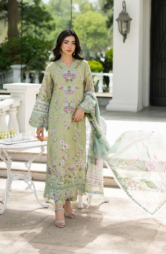 Elaf Signature Embroidered Lawn Unstitched 3 Piece Suit - ESG-6A - EL26NTR - Green - Summer Collection