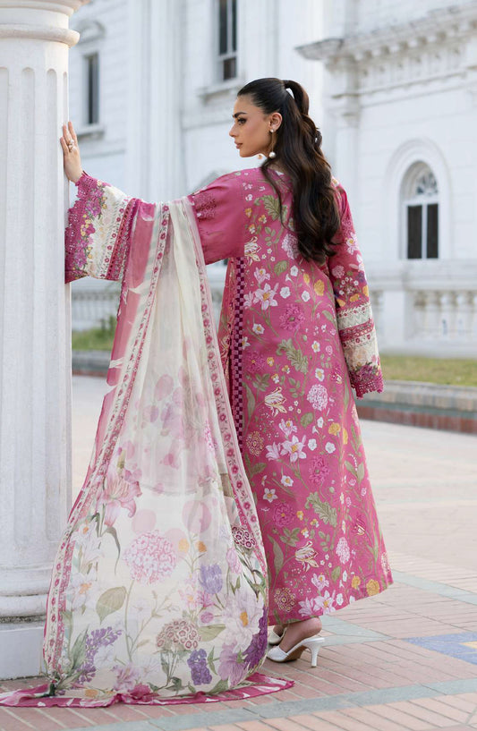 Elaf Signature Embroidered Lawn Unstitched 3 Piece Suit - ESG-5B - EL26NTR - Pink - Summer Collection