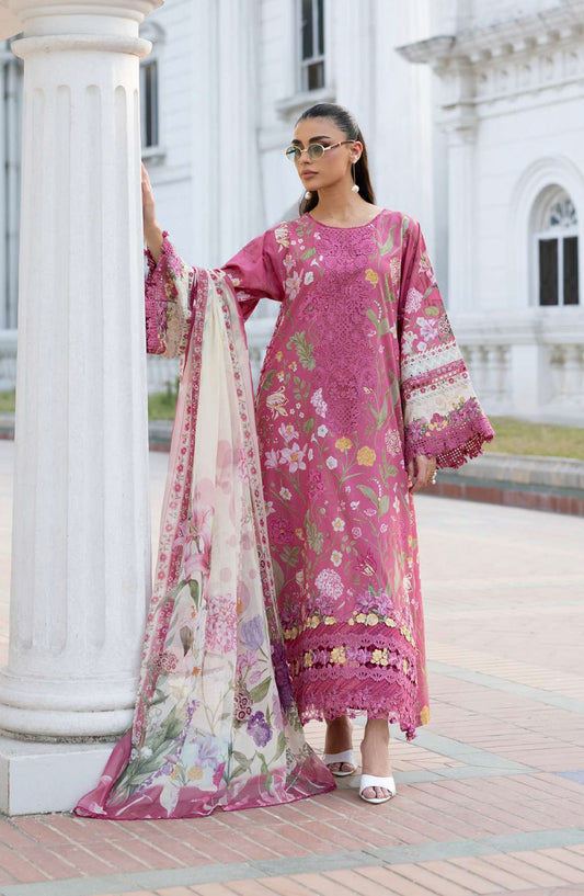 Elaf Signature Embroidered Lawn Unstitched 3 Piece Suit - ESG-5B - EL26NTR - Pink - Summer Collection