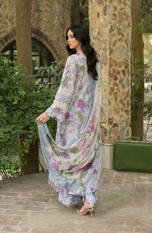 Elaf Signature Embroidered Lawn Unstitched 3 Piece Suit - ESG-5A - EL26NTR - Blue - Summer Collection