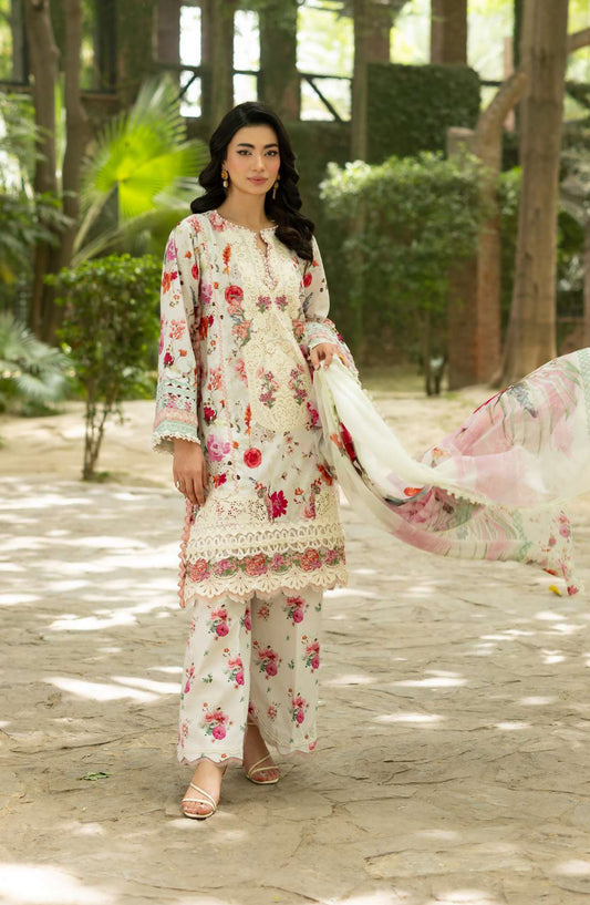 Elaf Signature Embroidered Lawn Unstitched 3 Piece Suit - ESG-4A - EL26NTR - Fawn - Summer Collection