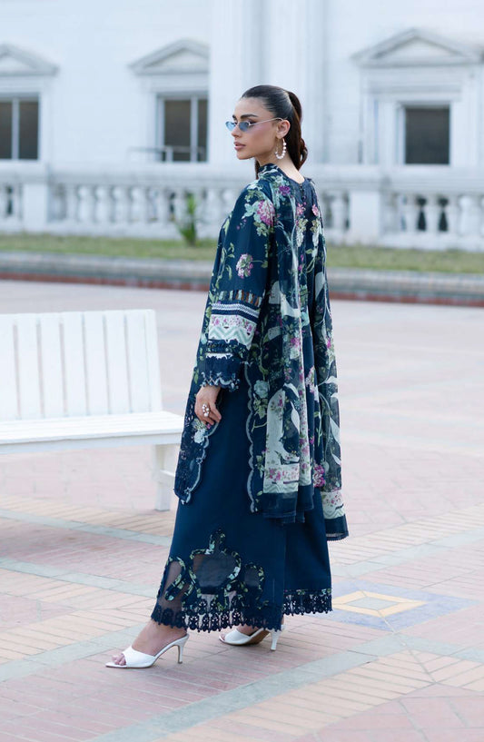 Elaf Signature Embroidered Lawn Unstitched 3 Piece Suit - ESG-3A - EL26NTR - Blue - Summer Collection