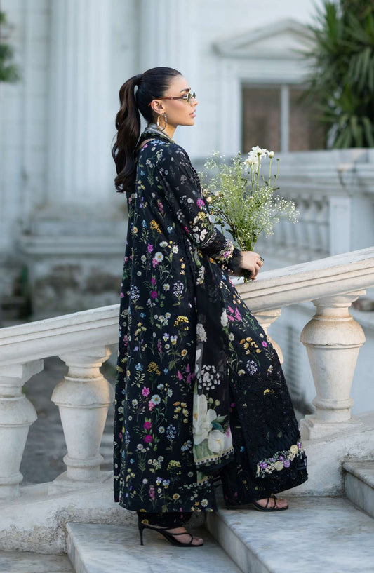 Elaf Signature Embroidered Lawn Unstitched 3 Piece Suit - ESG-2B - EL26NTR - Black - Summer Collection