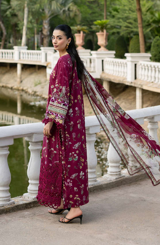 Elaf Signature Embroidered Lawn Unstitched 3 Piece Suit - ESG-2A - EL26NTR - Pink - Summer Collection