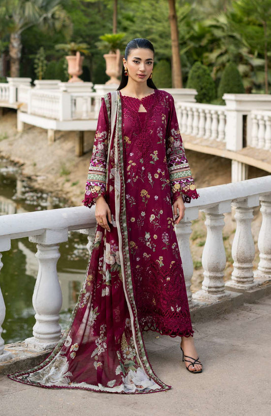 Elaf Signature Embroidered Lawn Unstitched 3 Piece Suit - ESG-2A - EL26NTR - Pink - Summer Collection