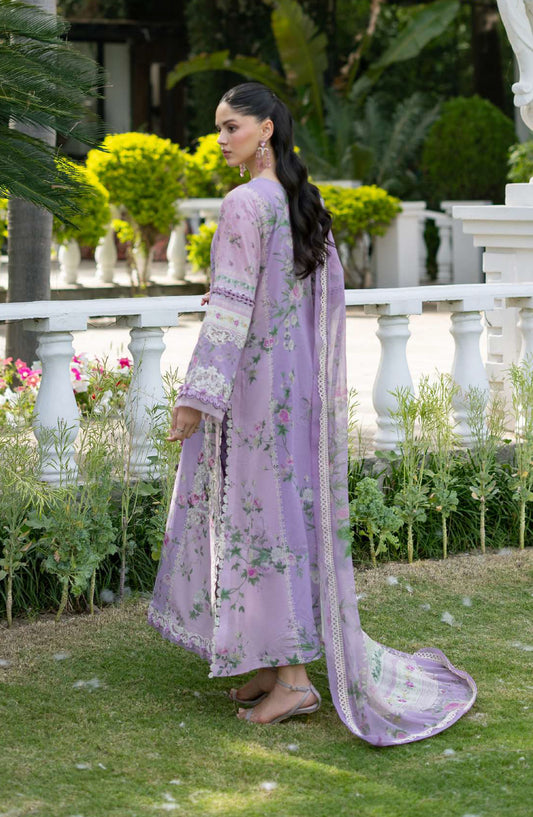 Elaf Signature Embroidered Lawn Unstitched 3 Piece Suit - ESG-1B - EL26NTR - Purple - Summer Collection