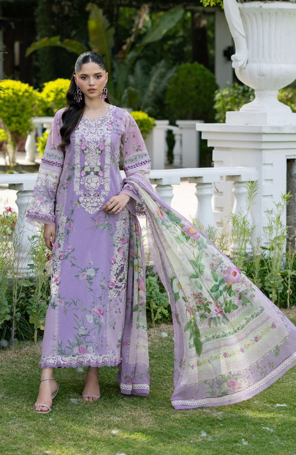 Elaf Signature Embroidered Lawn Unstitched 3 Piece Suit - ESG-1B - EL26NTR - Purple - Summer Collection