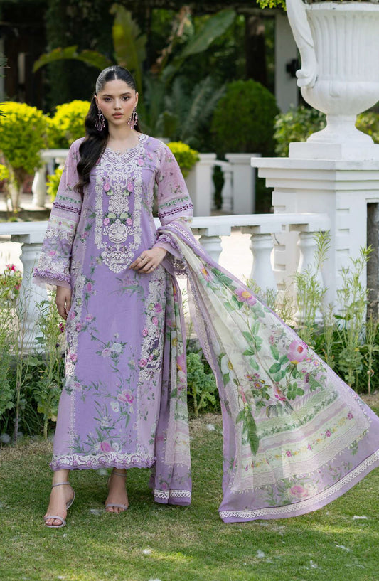 Elaf Signature Embroidered Lawn Unstitched 3 Piece Suit - ESG-1B - EL26NTR - Purple - Summer Collection