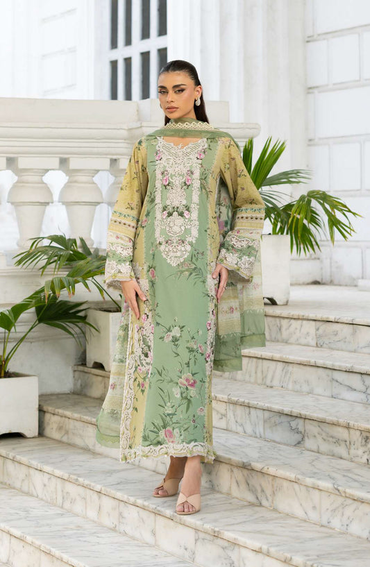 Elaf Signature Embroidered Lawn Unstitched 3 Piece Suit - ESG-1A - EL26NTR - Green - Summer Collection