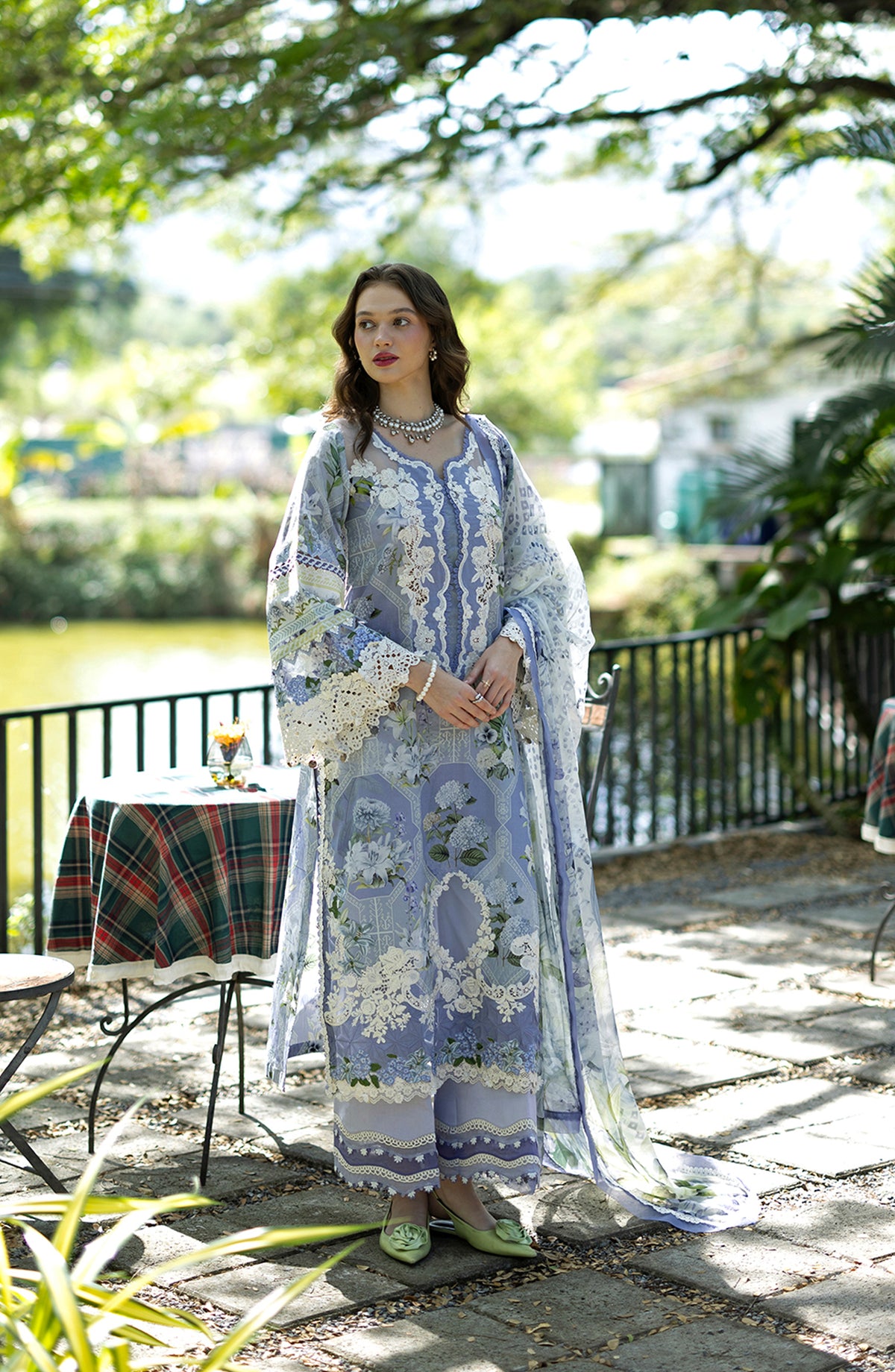 Elaf Signature Embroidered Lawn Unstitched 3 Piece Suit - ESA-8B Anastassia - EL26EM - Blue - Luxury Collection