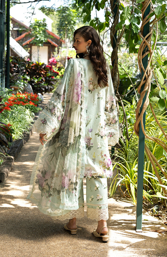 Elaf Signature Embroidered Lawn Unstitched 3 Piece Suit - ESA-4B Mint Meadow - EL26EM - Green - Luxury Collection