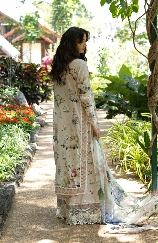 Elaf Signature Embroidered Lawn Unstitched 3 Piece Suit - ESA-4A Tuscan Fairy - EL26EM - White - Luxury Collection