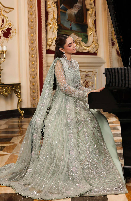 Elaf Stardom Formal Embroidered Poly Net Unstitched 3 Piece Suit - ESH-10 - EL25STR - Green - Luxury Collection