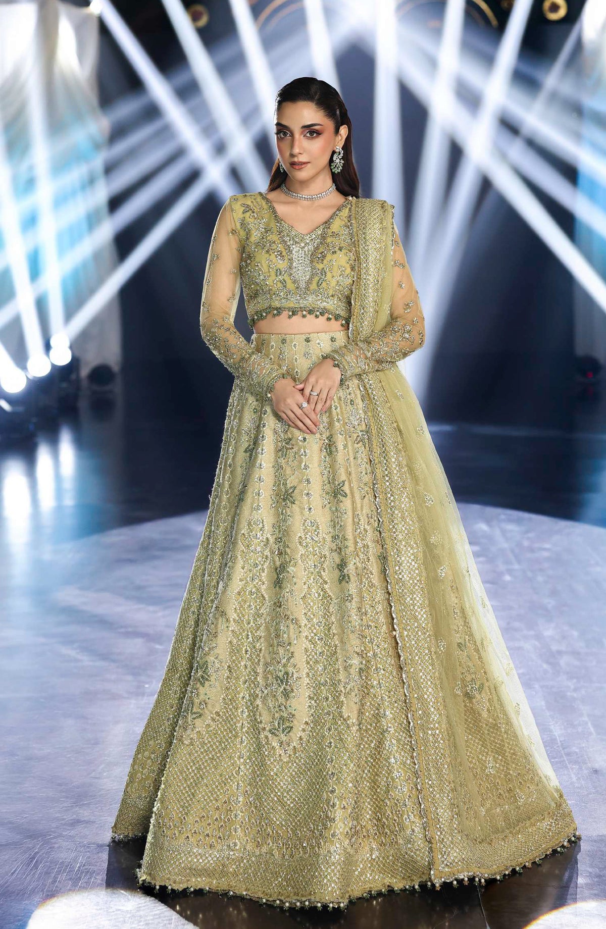 Elaf Stardom Formal Embroidered Poly Net Unstitched 3 Piece Suit - ESH-07 - EL25STR - Dhani - Luxury Collection