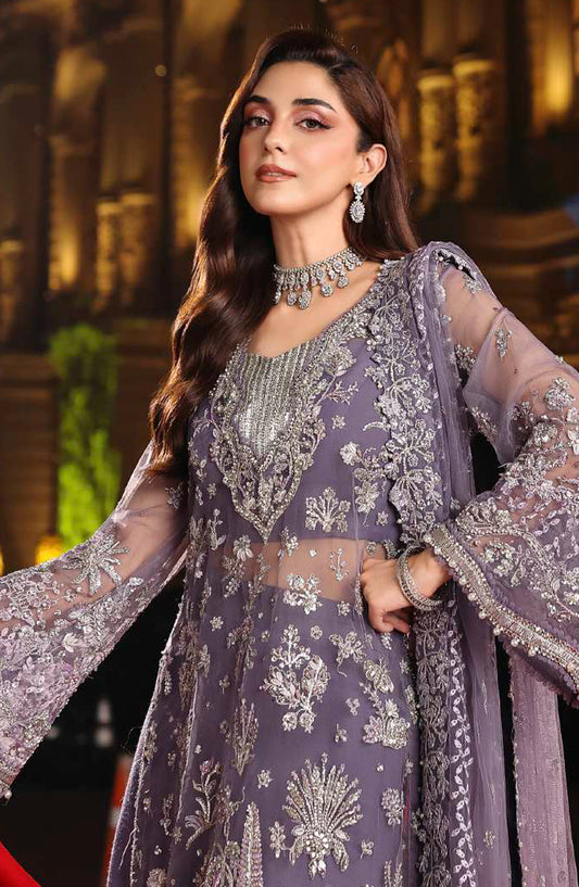 Elaf Stardom Formal Embroidered Organza Unstitched 3 Piece Suit - ESH-04 - EL25STR - Purple - Luxury Collection