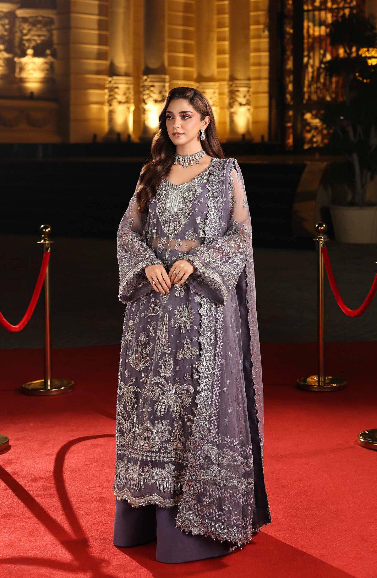 Elaf Stardom Formal Embroidered Organza Unstitched 3 Piece Suit - ESH-04 - EL25STR - Purple - Luxury Collection
