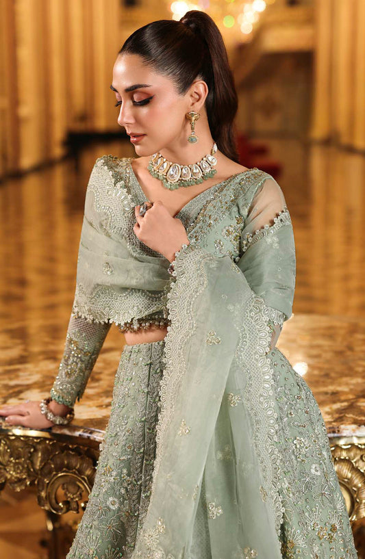Elaf Stardom Formal Embroidered Organza Unstitched 3 Piece Suit - ESH-03 - EL25STR - Green - Luxury Collection