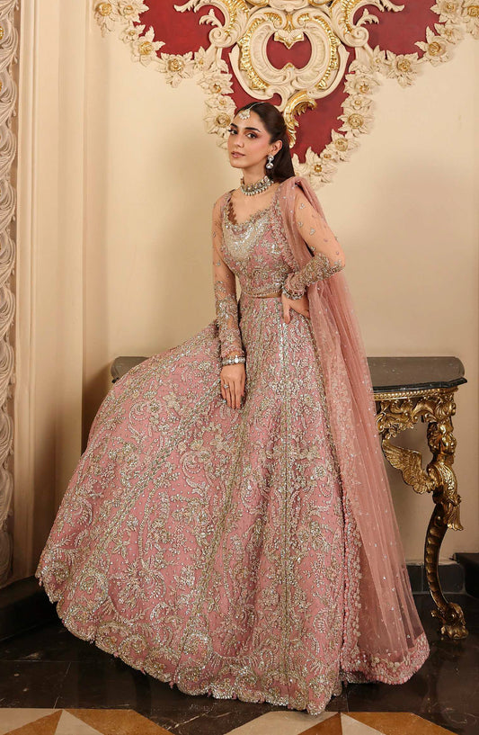 Elaf Stardom Formal Embroidered Poly Net Unstitched 3 Piece Suit - ESH-02 - EL25STR - Pink - Luxury Collection