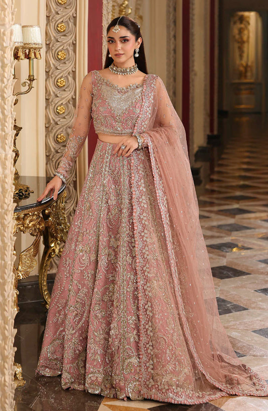 Elaf Stardom Formal Embroidered Poly Net Unstitched 3 Piece Suit - ESH-02 - EL25STR - Pink - Luxury Collection