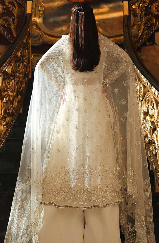 Elaf Stardom Formal Embroidered Organza Unstitched 3 Piece Suit - ESH-01 - EL25STR - Off White - Luxury Collection